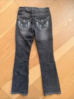 Women’s Black/ Grey Bootcut Jeans with embellished pockets
